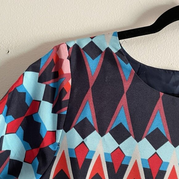 J.Crew Factory Women 6 Colorful Geometric Print Short Sleeve Gallery Shift Dress - Picture 5 of 10